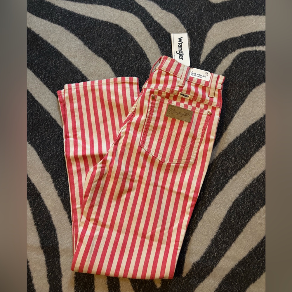 BRAND NEW RED AND WHITE STRIPE WRANGLER JEANS
